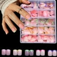 thumbnail image 2 of 240 Pcs Multicolor Press On Nails French Tip False Nails Full Cover Stick on Nails Short False Nails Manicures Supplies, 2 of 7