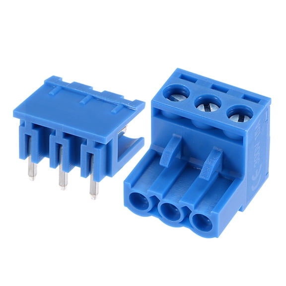 5.08mm Pitch 3 Pin 15A PCB Mount Screw Terminal Block Plug-in for Electrical, Instruments 5Set