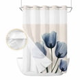 thumbnail image 2 of Blue Tulip No Hook Shower Curtain Waterproof, Bathroom Curtains with Snap in Liners and See Through Top Window, Rustic Spring Floral Summer Botanical Hotel Style Bathtub Curtains Shower 60"Wx72"L, 2 of 8