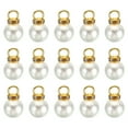thumbnail image 1 of Unique Bargains Pendentifs Perles Factices 12 mm, Lot de 100 Perles Rondes Imitation Perle avec Strass, Blanc Doré, 1 of 6