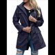 thumbnail image 3 of Chaqueta Impermeable Ligera para Mujer, con Capucha, Mangas Largas y Cremallera, para Actividades Al Aire Libre Azul Marino S, 3 of 9