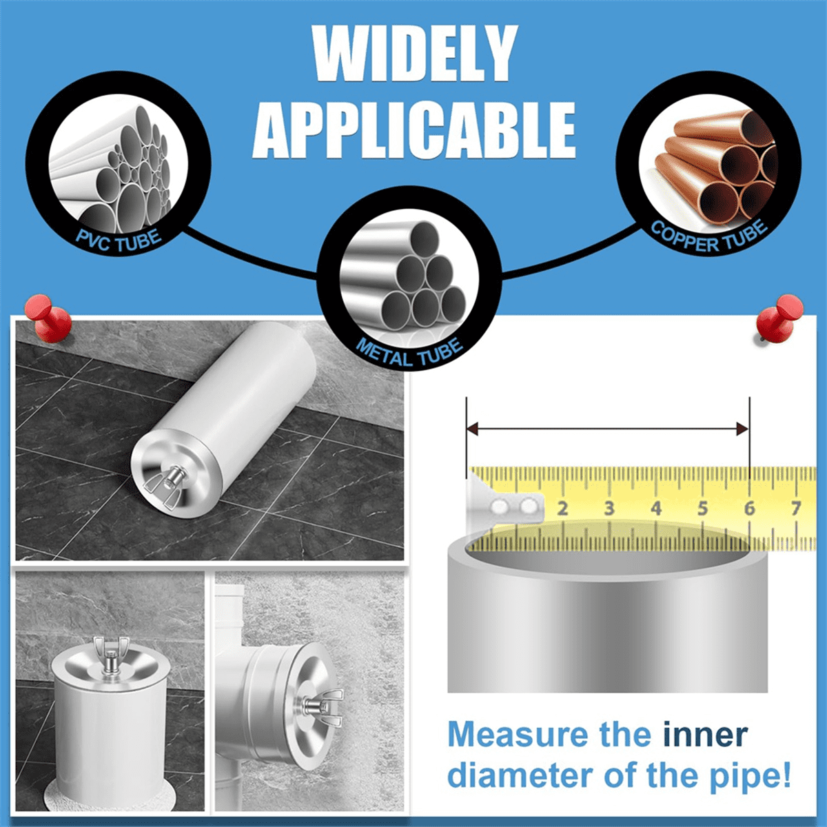 Pool Scupper Mechanical Test Plug – 5.4-6.3 Adjustable Drain Cleanout Plug – Stainless Steel & Rubber, Reusable For Sewer & Plumbing Pipes Pool Scupper Mechanical Test Plug – 5.4-6.3 Adjustable Drain Cleanout Plug – Stainless Steel & Rubber, Reusable For Sewer & Plumbing Pipes