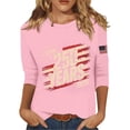 thumbnail image 3 of 250 Years American Flag 1776-2026 250th Birthday 4th of July T-Shirt for Women 3/4 Sleeve Crewneck Shirt for Spring Autumn Pink XXL, 3 of 5