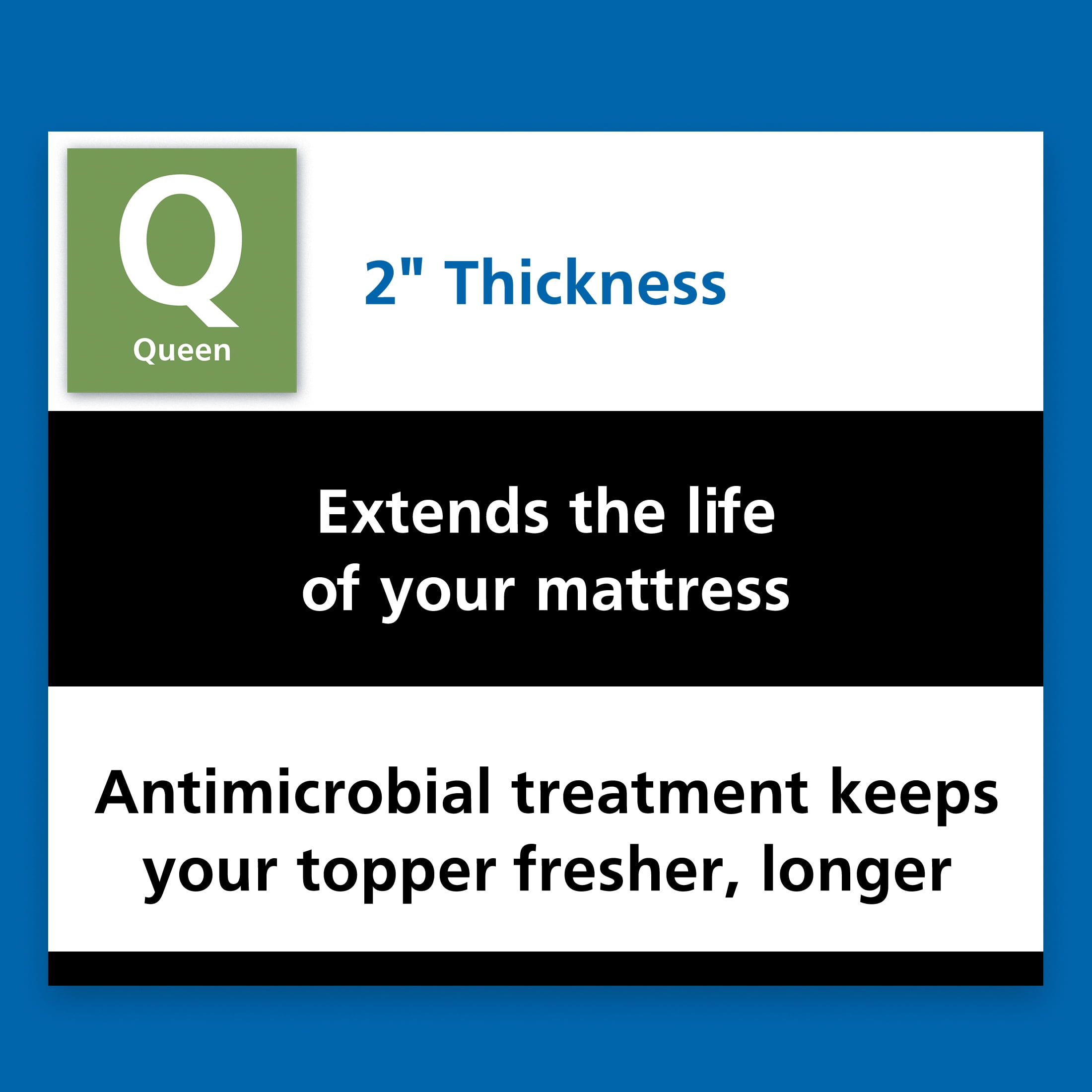 Mainstays 2" Blue Swirl Memory Foam Mattress Topper, Queen