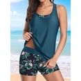 thumbnail image 2 of 3 Piece Tankini Swimsuits for Women Swim Tank Top with Bra Boy Shorts Teen Swimwear Green M, 2 of 8