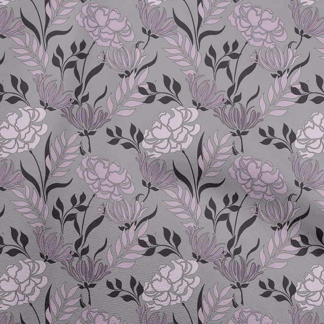 oneOone Velvet Lavender Fabric Floral Retro Craft Projects Decor Fabric Printed By The Yard 58 Inch Wide