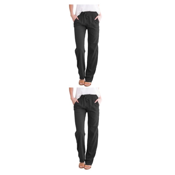 Sonducket Pantalones casuales de pierna ancha para mujer con bolsillos - Manténgase cómodo todo el día Pantalones largos de tela de algodón Type9 NO9
