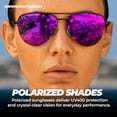 thumbnail image 3 of grinderPUNCH Polarized Aviator Sunglasses Men Women Retro Vintage Pilot Sun Glasses UV400 Protection - Purple, 3 of 9