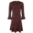 thumbnail image 2 of Michael  Women's Lace Print Bell-Sleeve Dress RC Large, 2 of 4