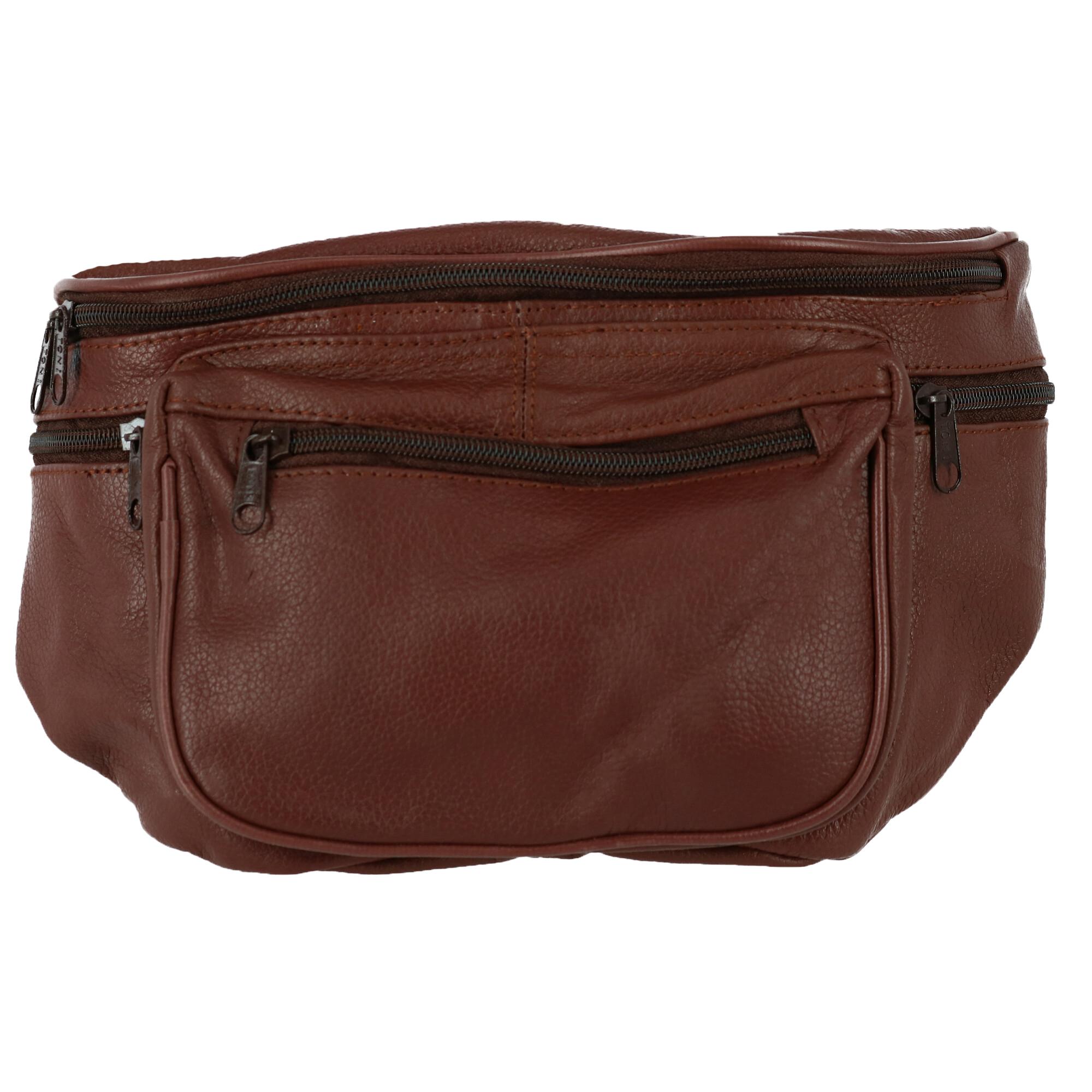 Leather Impressions Leather Large Multi Pocket Fanny Waist Pack