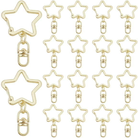 1 Box 20Pcs Gold Star Keychain Clasp Swivel Spring Clips Metal Lobster Claw Trigger Stars Alloy Key Rings Snap Hooks Buckles Accessories