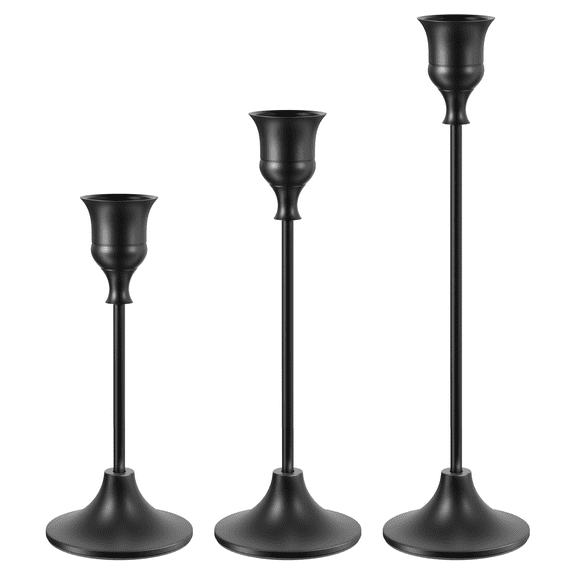 NLBTW Set of 3 Black Candlestick Holders, Taper Candle Holders for Wedding, Party Decor