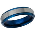 thumbnail image 2 of 2-Tone Tungsten Wedding Ring - Band for Mens & Womens- 6mm Blue IP Tungsten Ring - Stepped Edge Tungsten Band, 2 of 3