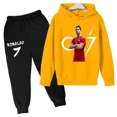 thumbnail image 3 of Conjunto de 2 piezas de sudadera con capucha y pantalones con estampado de ídolo de fútbol Cr7 para niños de 3 a 13 años, ropa informal para bebés, 3 of 5