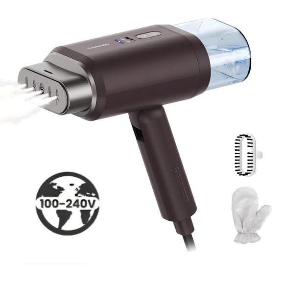 Dual Voltage Travel Steamer for Clothes, 100-240V Worldwide Handheld Garment Steamer, Fast 20-Second Heat Up, 180ml Detachable Tank, Portable Steamer for Business Travel, Vacation & Home