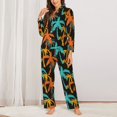 thumbnail image 2 of Vsdgher Palm Trees Pajamas Set Long Sleeve Sleepwear Womens Button Down Nightwear Pj Sets-Small, 2 of 7