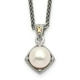 thumbnail image 4 of Sterling Silver Two Tone Silver And Gold Plated Sterling Silver w/FW Cultured Pearl & Diamond Necklace, 4 of 5