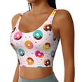 thumbnail image 2 of Fotbe Donut Pattern Womens' Sports Bra Longline Wirefree Padded with Medium Support Sports Moisture-Wicking Workou Vest,Tank Top-, 2 of 7