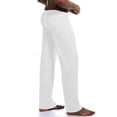 thumbnail image 4 of JTieacloth Mens Relaxed Fit Pants Men's Lightweight Pants Breathable Soft Comfortable Stretch Yoga Sleepwear Drawstring Waist Elastic Home Wear White, 4 of 6