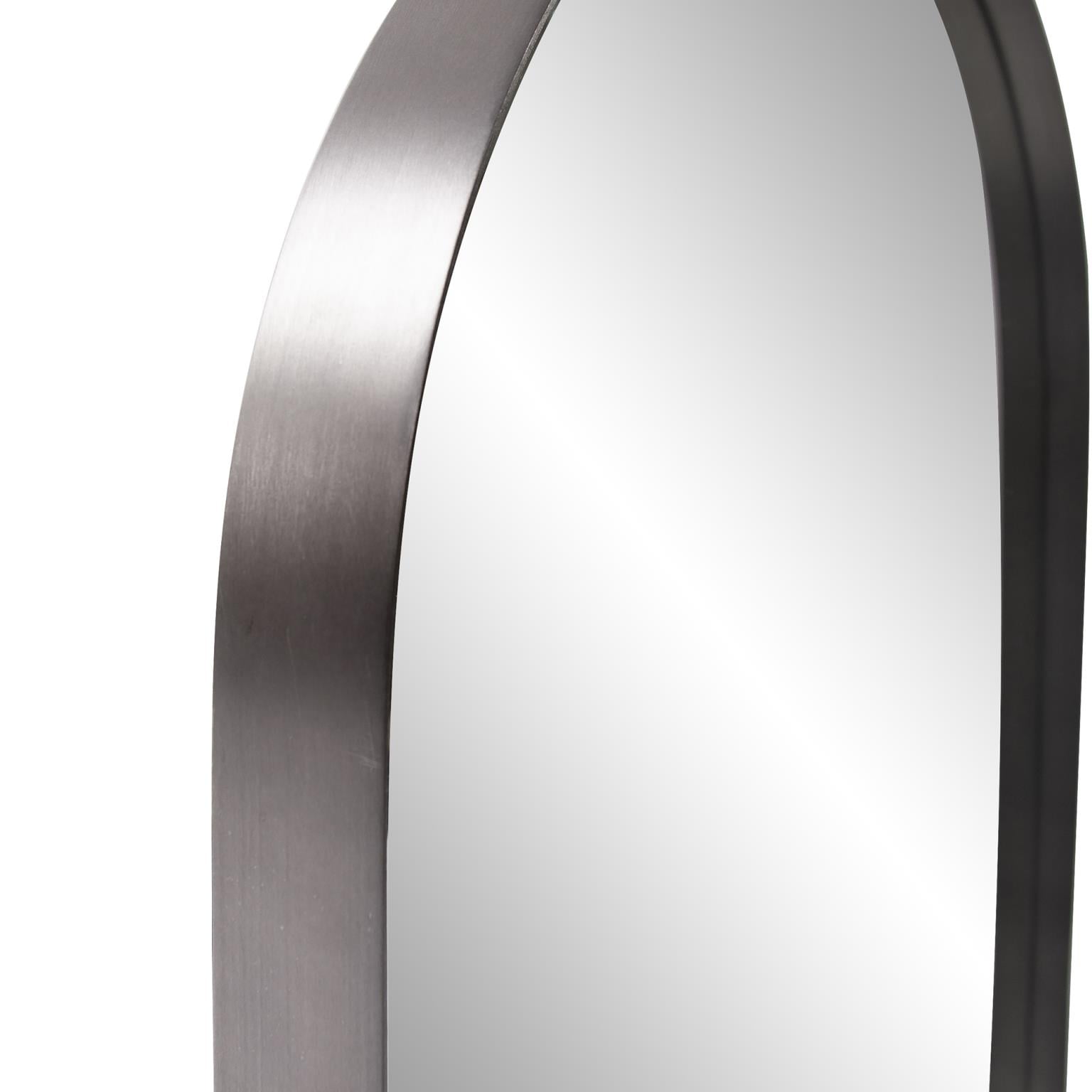 Tyler Dillon Stainless Steel Framed Capsule Wall Mirror - 40"H x 17.75"W