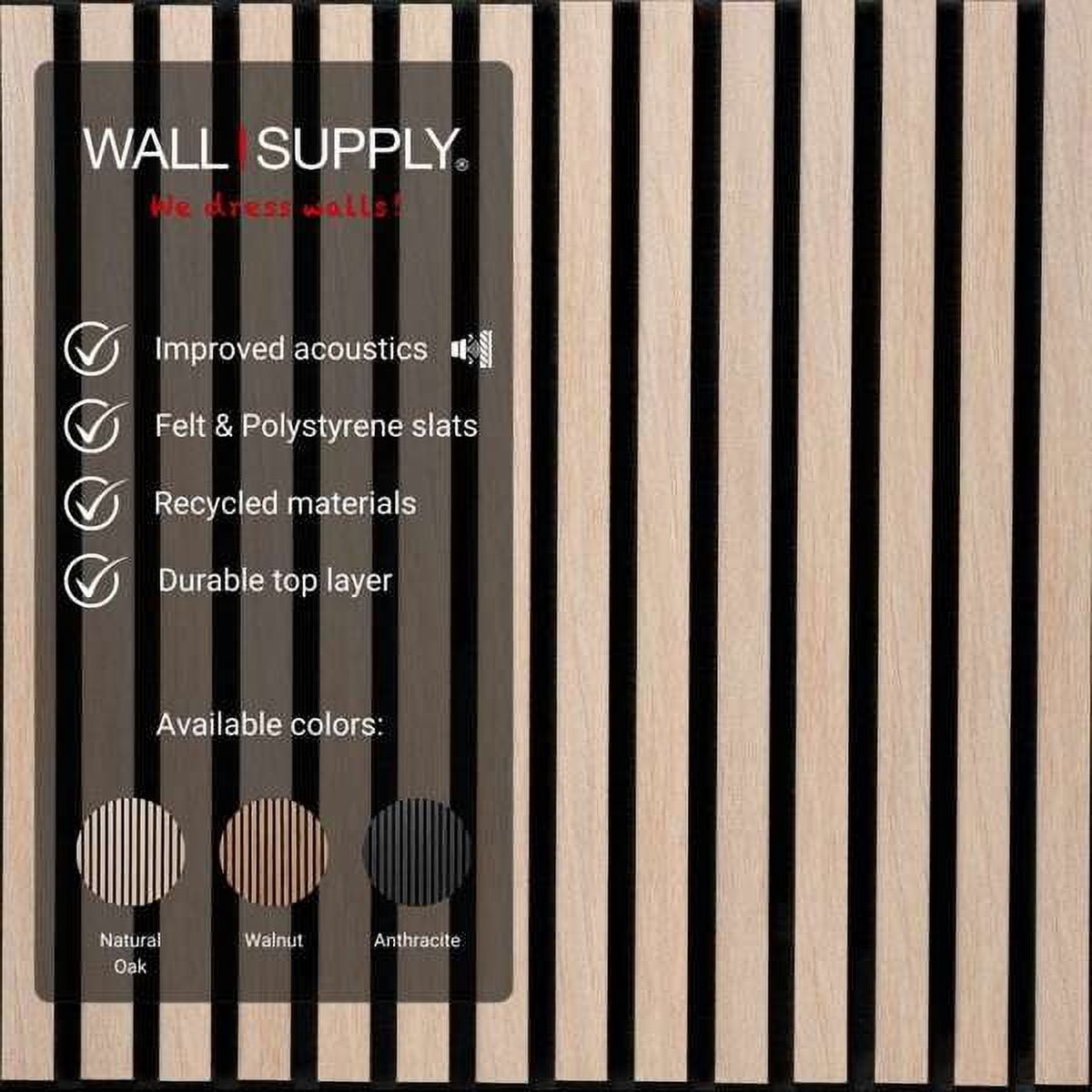Wall!Supply UltrAcoustic Eco Tile in Natural Oak - 3D Acoustic Polystyrene Wall Panels - Easy DIY Installation – Natural Oak Wood Look Finish - Set of 6 Panels (10.87 sq ft)