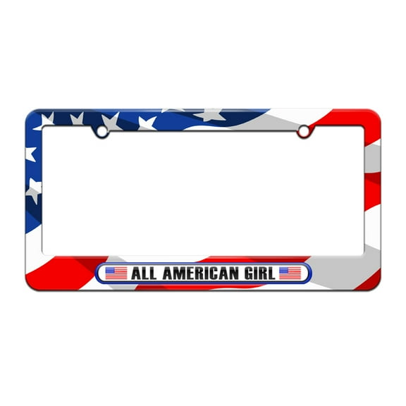 All American Girl - License Plate Tag Frame - American Flag Design