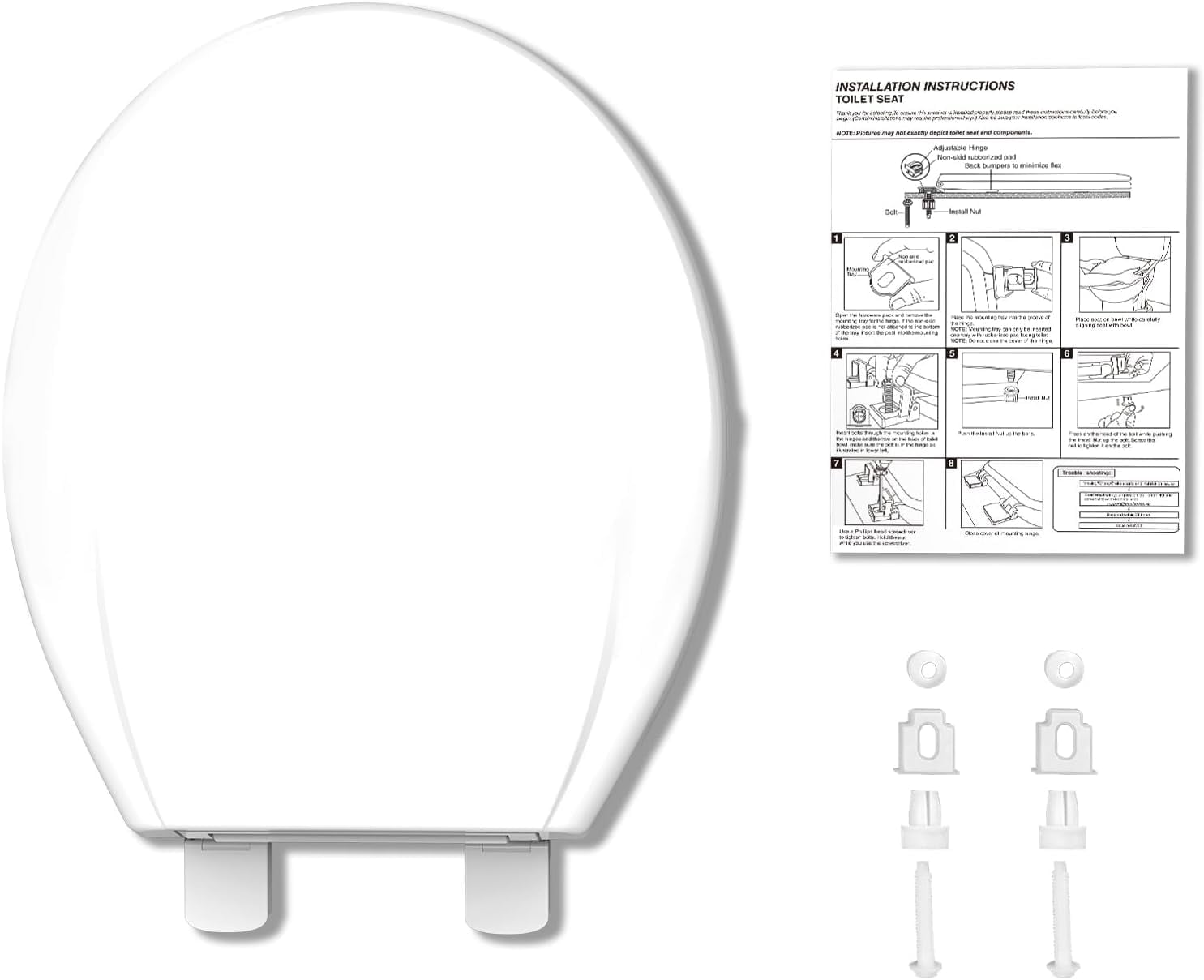 Soft Close Commercial Toilet Seat - Heavy Duty Plastic, Quick-Release Hinges, All-purpose Fit, Mark-Resistant, Easy Install & Clean, 17" Round, F2040 American Standard, 2 Pack, White