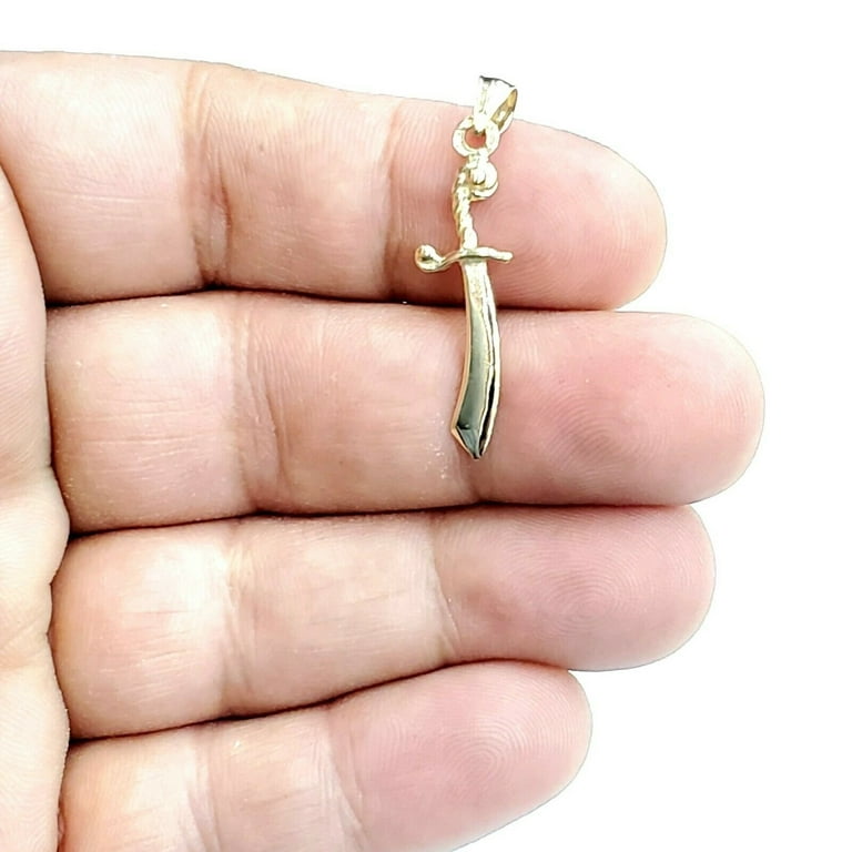 New 14k yellow Gold solid sword Machete Pendant charm gift fine