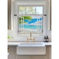 thumbnail image 3 of Sheer Curtains 54 Inch Length, Summer Beach Semi Sheer Curtains Light Filtering Window Treatment, Turquoise Window Seascape Seaside Palm Tree Privacy Voile Drapes for Living Room Bedroom 52x54 Inch, 3 of 7
