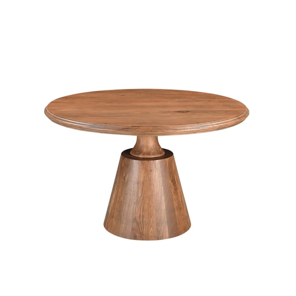 Taran Designs Bristol 48" Round Solid Wood Pedestal Dining Table in Brown