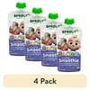 (4 pack) CoComelon Sprout Organics Toddler Food, Organic Berry Grape Dairy Free Smoothie, 4 oz Pouch