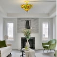 thumbnail image 4 of Kiven 13.8in Plug-in Flush Mount Ceiling Light Fixture, 3-Light Anti Glare Close to Ceiling Light with 15FT Cord, Tiffany-Style Glass Chandelier Dimmable for Bedroom Kitchen Hallway(No.3214), 4 of 7