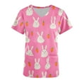 thumbnail image 4 of BiZtdJrK Easter Scrub Tops for Women Bunny Egg Hunt Print Medical Scrubs Holiday Working Uniform 2025 Summer Shorts Sleeve V Neck T Shirts Pink XL Ofertas Relampago de Hoy, 4 of 5