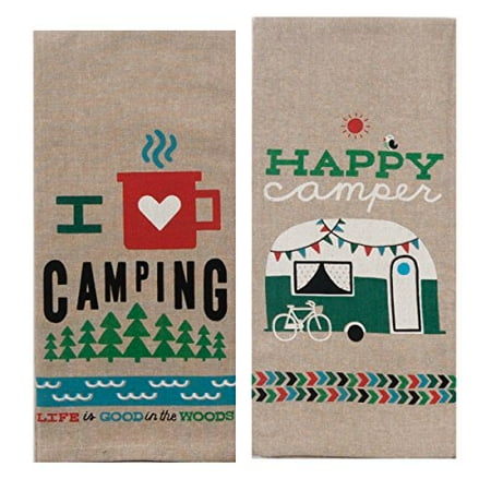 

Kay Dee Designs Camping Adventures Chambray Towel Set - One Each Happy Camper & I Heart Camping