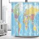 thumbnail image 2 of Cortina de ducha con mapa del mundo, geografía, mapa global, país, océano, montañas, países, capitales, ciudades, azul, decoración de baño, tela de poliéster impermeable con ganchos, azul, 2 of 4