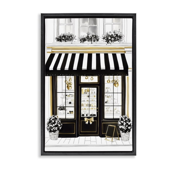 Stupell Industries Art Deco Paris Storefront Window Display Black Floating Frame Canvas Art, 17 x 25, by Petals Prints Design