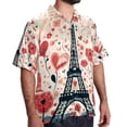 thumbnail image 2 of Eiffel Tower Valentine's Day Men's Short Sleeve Poplin Shirt, Casual Button Down Shirts, Printed Summer Beach Shirt, Unisex Casual Button Down Top, 2 of 6