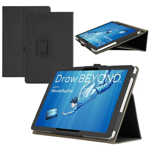 【RUIXH】For Wacom MovinkPad Pro 14 Tablet Case Wacom Android 15 14 Inch Tablet Case Premium PU Leather Lightweight and Portable Built-in Stand and Pen Slot Design With Wrist Strap (Black)