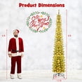 thumbnail image 3 of Gymax 8 FT Pre-Lit Artificial Christmas Tree Slim Pencil Xmas Tree w/ 591 Branch Tips, 3 of 10