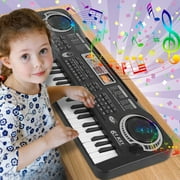 Wallfire 61 Key Keyboard Piano,Digital Music Electronic Keyboard Electric Piano Musical Instrument Kids Learning Keyboard with Microphone For Beginners Kids Girls Boys,Black