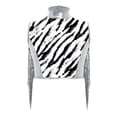 thumbnail image 3 of TiaoBug Kids Girls Dance Crop Top Sleeveless Sparkle Zebra Print Athletic Vest for Gymnastics Stage Performance Silver 12, 3 of 5