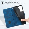 thumbnail image 5 of Tarise Phone Case for Samsung Galaxy S22+ 5G, Premium PU Leather Card Holder Wrist Strap Magnetic Closure Flip Stand Function TPU Interior Book Cover for Samsung S22 Plus 5G Wallet Case, Blue, 5 of 7