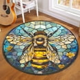 thumbnail image 5 of Bee Pattern Round Area Rug, floral honeycomb circle carpet for bedroom, foyer or craft room, soft washable non-slip floor mat, charming animal lover home décor accent, 5 of 6