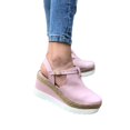 thumbnail image 6 of Black and Friday/Cyber·Monday Deals asdoklhq Wedges for Women Women Sandals Vintage Wedge Buckle Strap Straw Thick Bottom Flats Female Shoes Pink 35, 6 of 9