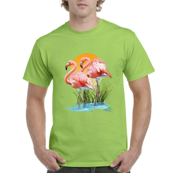 NIB - Men's T-Shirt Short Sleeve, up to Men Size 5XL - Flamingo