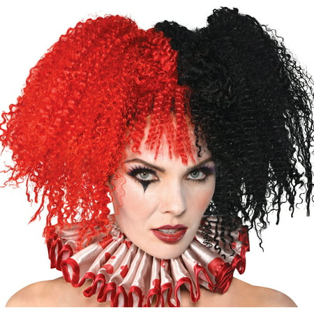Jesterina Red & Black Wig for Women, Halloween Costume Accessories, One