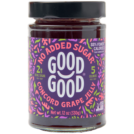 GOOD GOOD Concord Grape Jelly, No Added Sugar, Low-Calorie, Vegan, 12 oz Jar