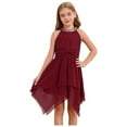 thumbnail image 2 of Nyeemya Flower Kids Girls Tulle Princess Dress High Waist Sleeveless Dreamy Dresses Wedding Party Burgundy 10, 2 of 7