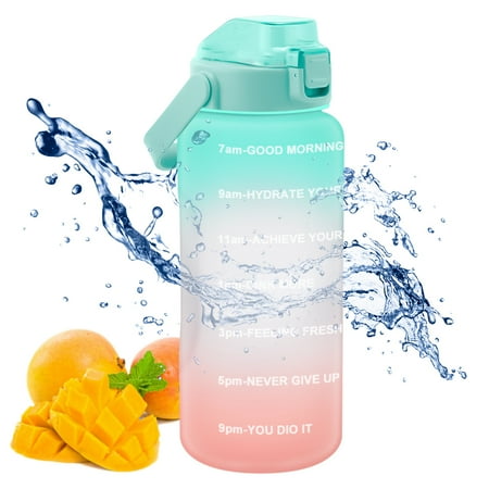 

Toorise 2 Litre Motivational Water Bottle with Time Markings Large Capacity Water Jug Portable Sport Drinking Bottle with Straw and Handle BPA Free Drink Mug for Travel Outdoor Home Office