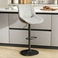 thumbnail image 6 of Fijinhom Swivel Bar Stools Set of 3 with Backs, Adjustable Counter Height Island Chairs, Tech Fabric, Gray, 6 of 11